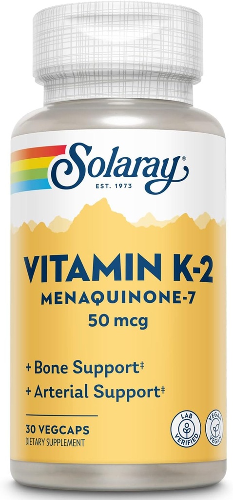 SOLARAY K2 MK7、ベジキャップ(Btl-Plastic) 50mcg | 30ct