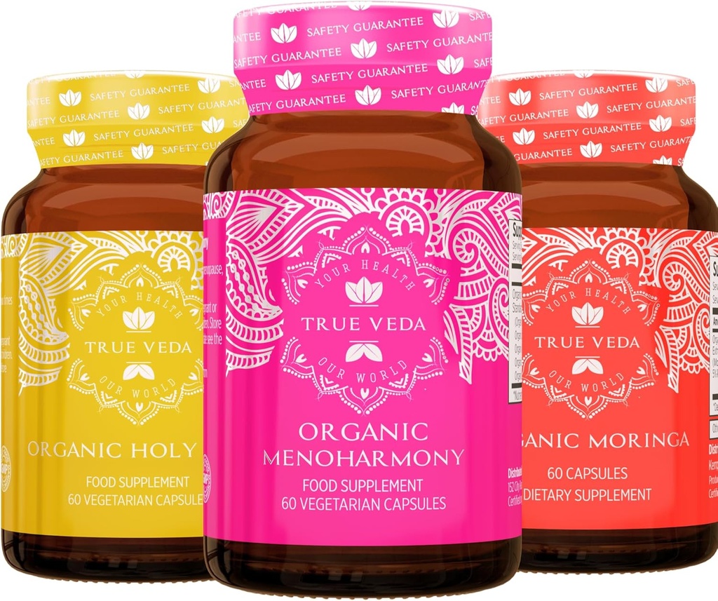 真のVeda Menopause Bundle USDA Organic | Multi-Award-Winning | オーガニック・モリンガ | オーガニック・ホスピリチュアル・バジル | オーガニック・メノハーモニーカプセル