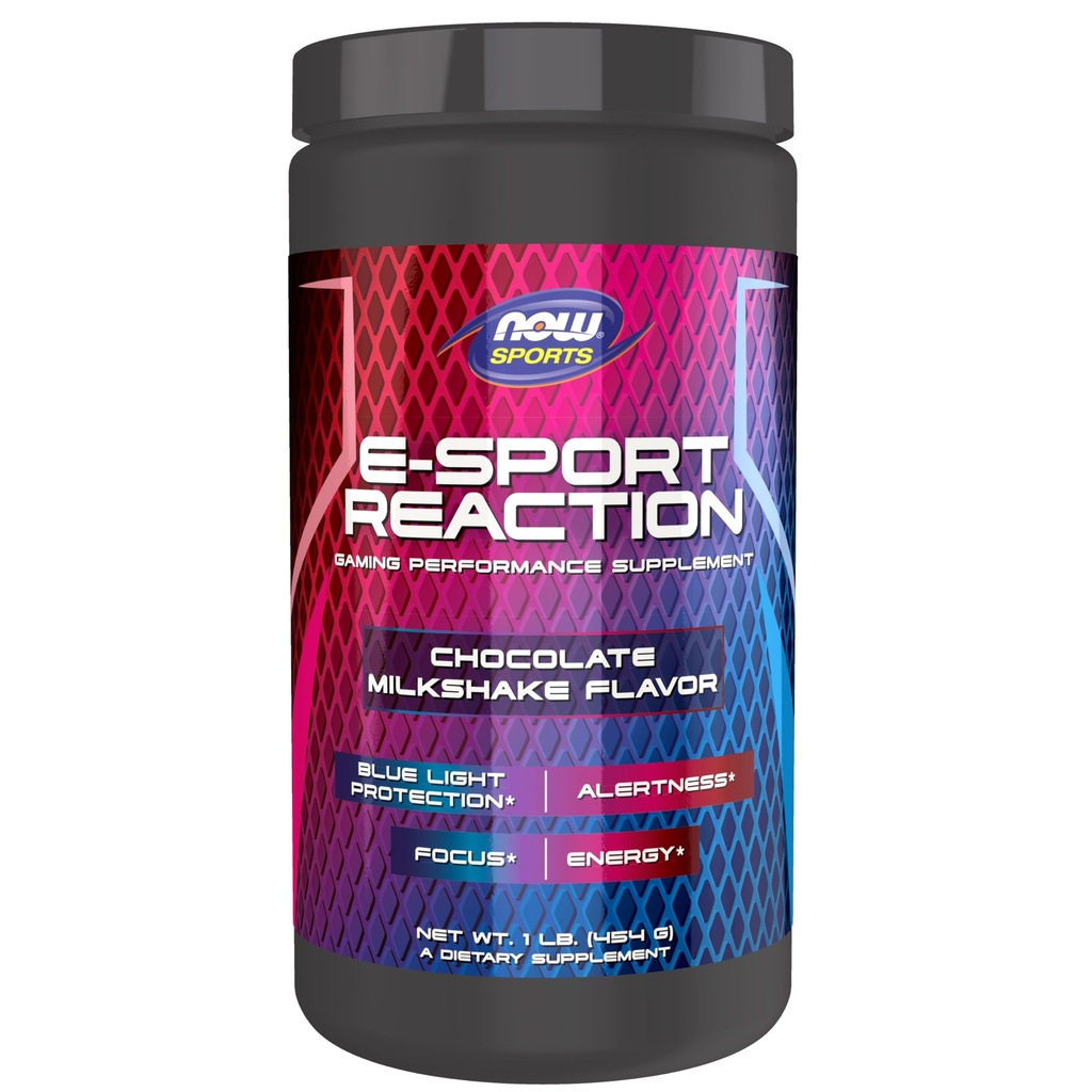 NOW Sports Esport Reaction, Gaming Performance Supplement, 30 サービング, チョコレートミルクセーク, アラートとフォーカスのためのクラッシュフリーエネルギー, ブルーライト保護* ルテイン付き