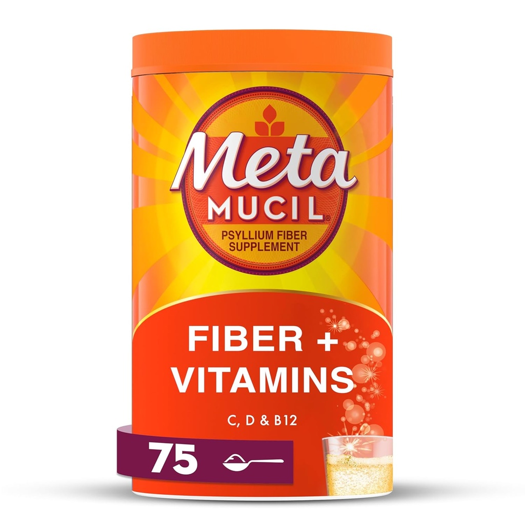 Metamucil, Metamucil 4-in-1 Fiber + Vitamins C D & B12 Fizzy Fiber Supplement Powder - Citrus, 24.9 Ounce