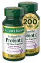 Nature's Bounty Acidophilus Probiotic、毎日のプロバイオティックサプリメント、消化の健康、200錠、ツインパック