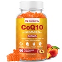 砂糖なしのCoQ10のグミー3000のmg -プラスオメガ3、ビタミンB3及び亜鉛、細胞エネルギー及び酸化防止サポートのための高い吸収の補酵素Q10の補足、ビーガン60の計算