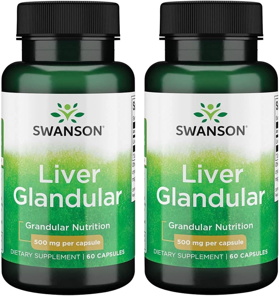 Swanson のレバーの Glandular 500 のミリグラム 60 のカプセル (2 のパック)