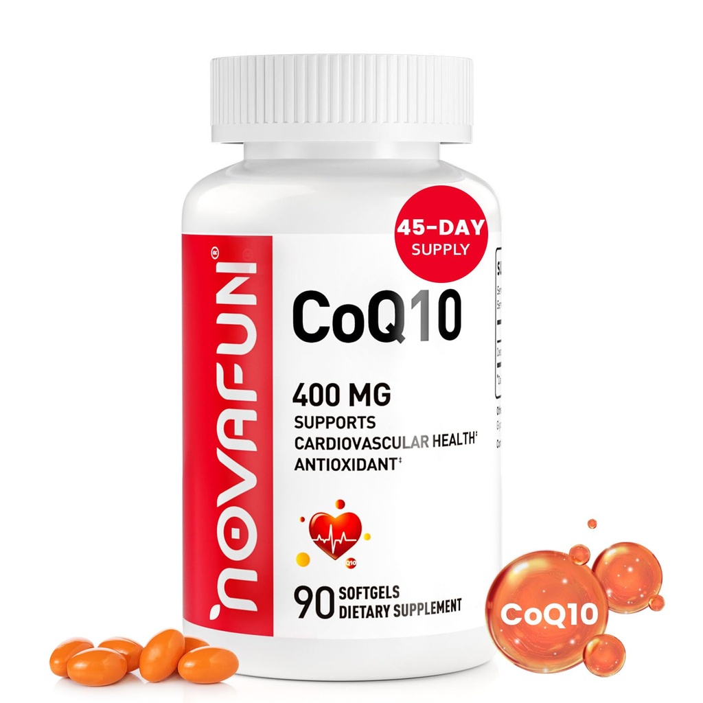 CoQ10-400mg-SoftgelsのココナッツMCTオイル、中心の健康及びエネルギー生産、90の計算、45日の供給のための高い吸収の補酵素Q10の補足