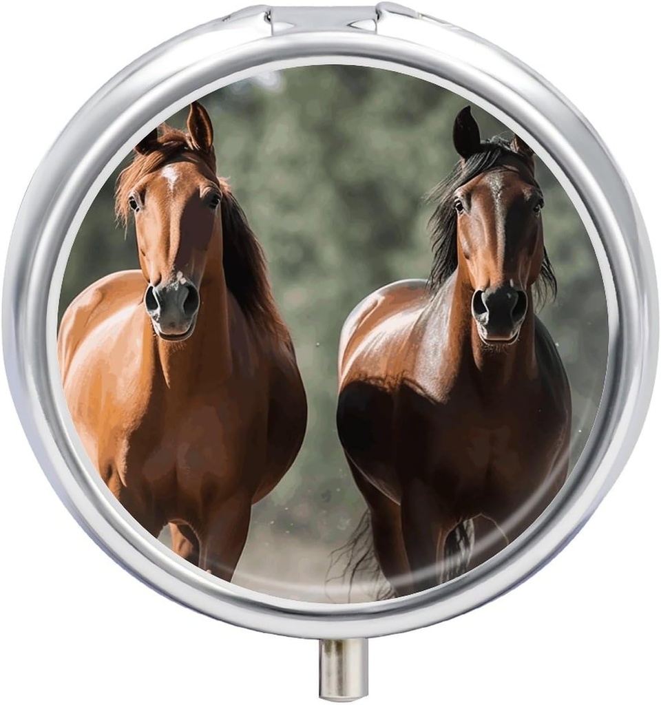 円形のPill箱3のコンパートメントの動物の馬の丸薬箱の小型薬の丸薬のオルガナイザーのポケットのための携帯用旅行Pillboxはビタミンの魚油の補足のための金属の丸薬の容器を浄化します