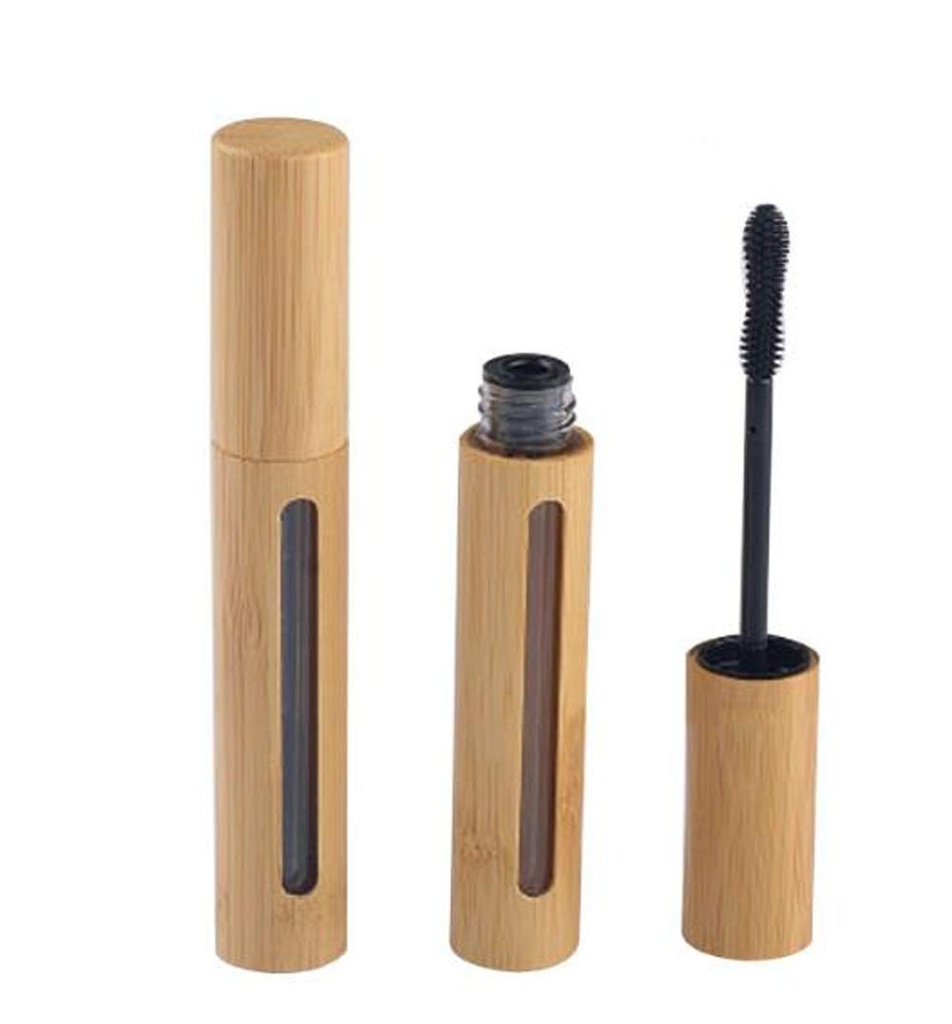 2PCS 6ML Empty Bamboo Appearance Eyelashes Tubes Mascara Tube Eyelash Wand Holder Container Cosmetic Makeup Sample Packing Vial Storage Jars for Mascara Eyelash Growth Oil