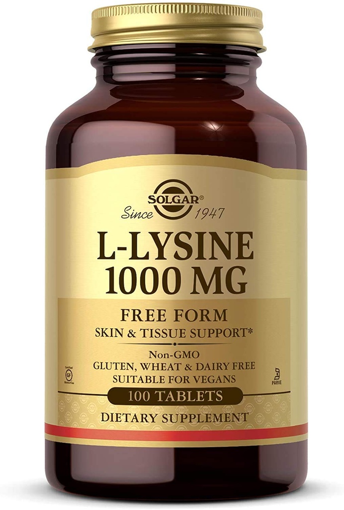 ソルガーL-リジン1000mg、100錠 - 高められた吸収および同化 - 皮膚および唇の完全性を促進 - コラーゲンサポート - アミノ酸 - 非GMO、ビーガン、グルテンフリー - 100のサービング