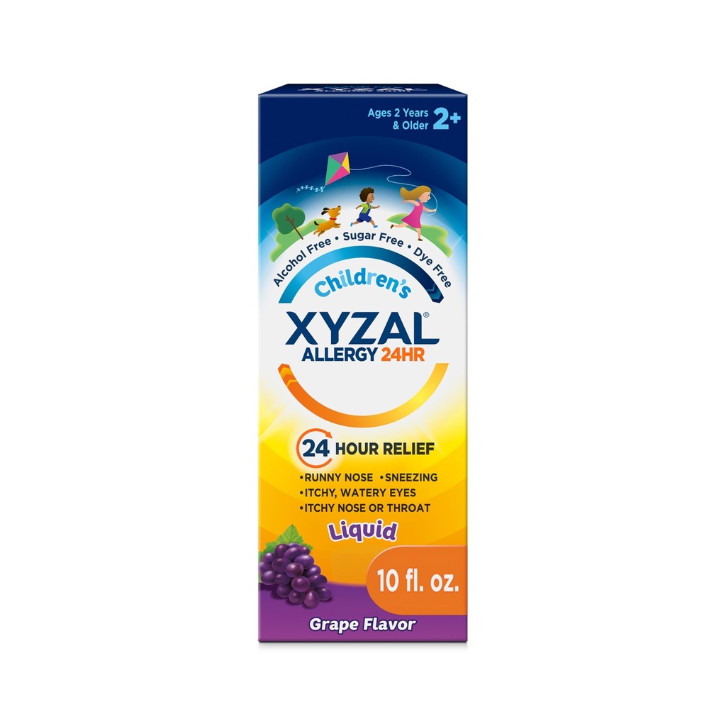 子供のためのXyzalの子供の24時間のアレルギー救済薬、レボケチジンDihydrochloride液体Antihistamine、ブドウ、10 Fl。 oz。
