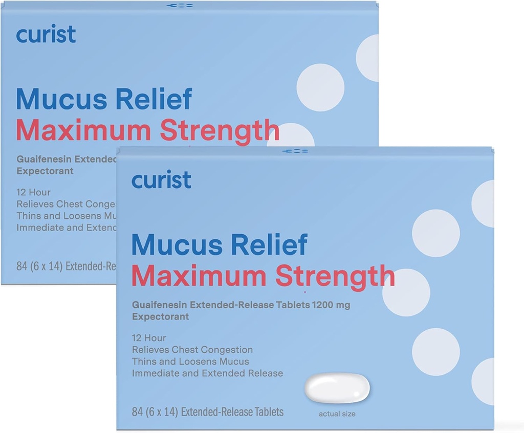 Curist Guaifenesin 1200 の mg の延長解放の Mucus の救助の最高の強さ - 168 の計算のバルク延長解放のタブレット- Mucus のゆとりの輻輳を減らす(84 のタブレットの 2 つのパック)