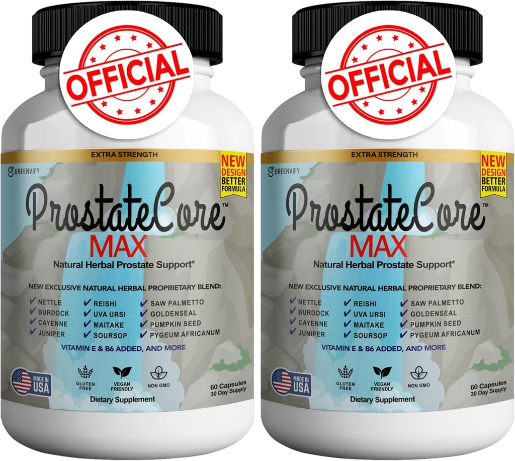 ProstateCore Max Extra Prostate Supplements for Men Capsules, Health Supplements - Maximum Strength, All Natural to Support Normal & Healthy Function (120 Capsules) (2 Pack)