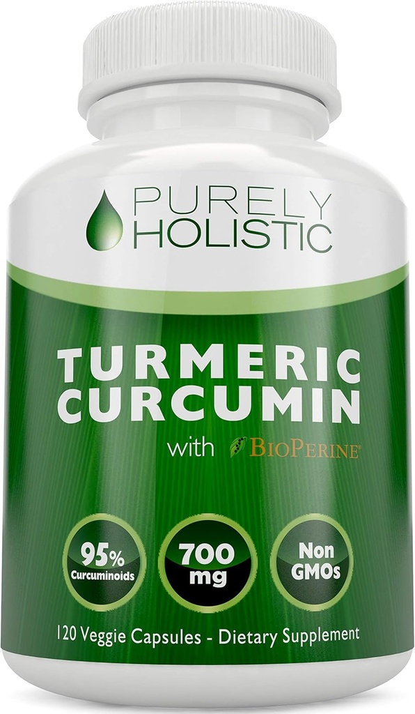 Turmeric Curcumin with BioPerine - 120 Vegan Capsules - 700mg of Tumeric per Capsule - with Black Pepper Extract 95% Curcuminoids