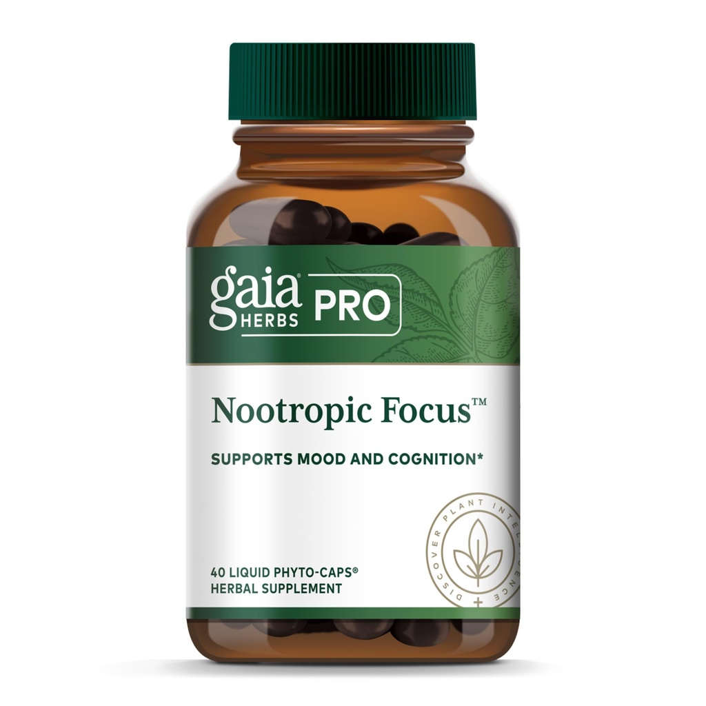 GAIA HERBS PRO向知性フォーカス - 脳の健康サポートサプリメント* - サフラン、イチョウ葉エキス&レモンバームと向知性サプリメント - ビーガン、グルテンフリー - 40液体フィトキャップ(20のサービング)