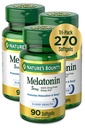 Nature's Bounty Melatonin 100%薬物無料睡眠補助金、栄養補助食品、リラックスと睡眠健康を促進、5 mg、90カウント、3のパック