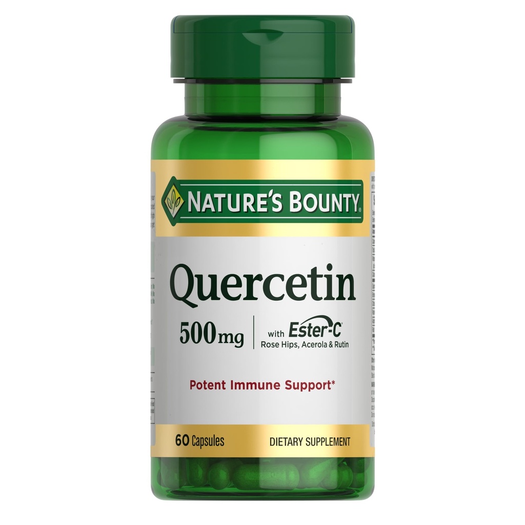 Nature's Bounty Quercetin、免疫サポート、500mg、ビタミンC、ローズヒップ、&ルーチン、60カウント