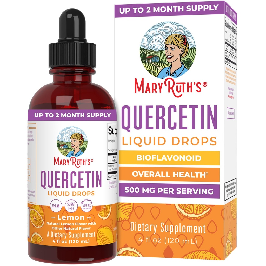 MaryRuth Organics Quercetin Liquid Drops | シュガーフリー | 大人18歳以上500mg | 大人の心血管の健康 | バイオフラボノイド | ヴィーガン | GMO | グルテンフリー | 4 Fl Oz