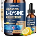 Liposomal L-lysine 1000MGの液体の低下、13-in-1 Lysineの補足–モノローリン、ビタミンC、B6、D3、コラーゲン、唇、子供及び大人のための皮及び免疫サポートのためのB12及び亜鉛が付いているオリーブ葉のエキス、2oz