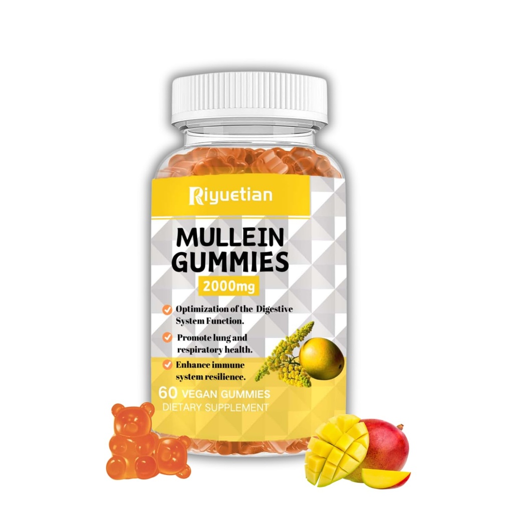 Mulleinのグミー、ケルセチン、Bromelain及びビタミンD3が付いている2000mg有機性ムレインの葉のエキス、呼吸器、自然な肺の洗剤のためのムレインの葉のエキス、食欲、ビーガン、非GMO、1のパックを改良して下さい