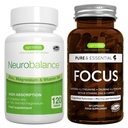 Neurobalance + フォーカス 脳ブースター ビーガンバンドル, 高吸収亜鉛マグネシウム & B6 + カフェイン, アミノ酸 & メチル化されたBビタミン, イゲンヌスによる
