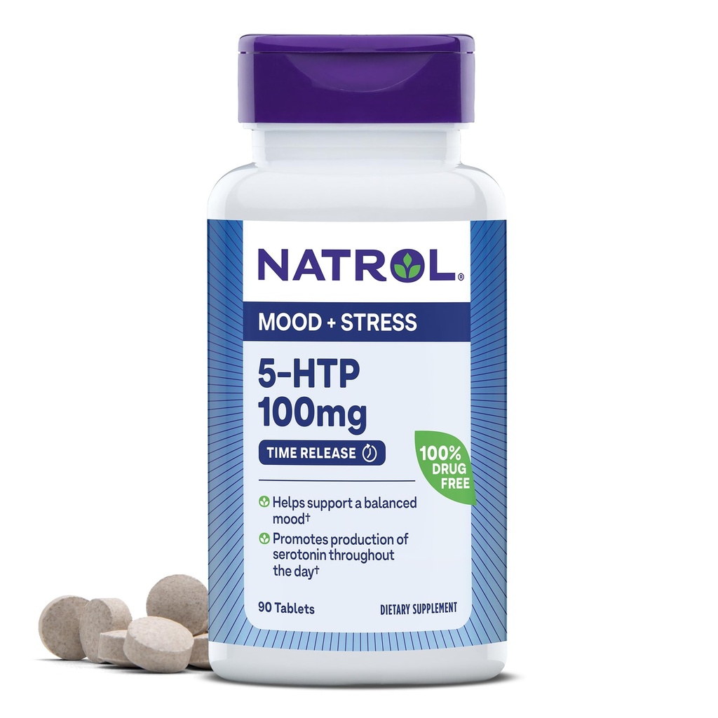 Natrol 5-HTP 100mgの栄養補助食品はバランスの取れた気分、気分およびストレス サポート補足、90時間の解放のタブレット、45-90日の供給を支えます