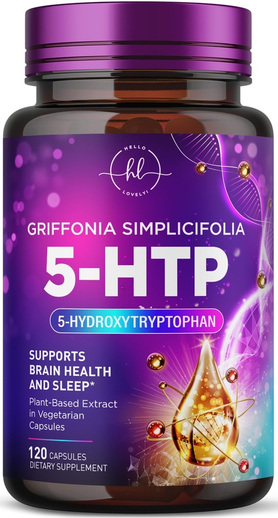 5-HTPサプリメント - サービングあたり200mg - Griffonia Simplicifoliaの余分な強度5HTP - 残りの睡眠、自然カルムと脳の健康をサポート - 5 Hydroxytryptophan - 米国でボトル入り - 120カプセル