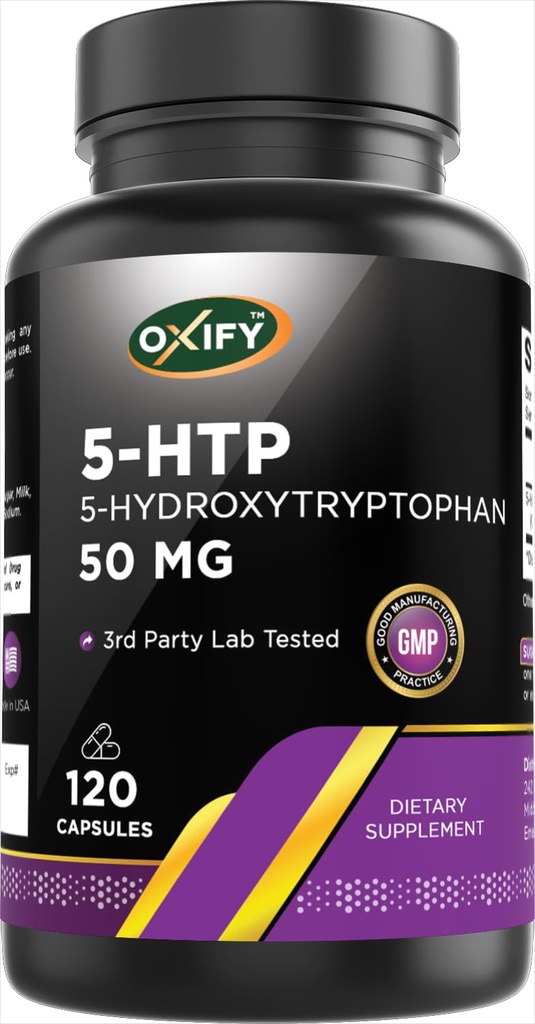 酸化物 5-HTP 5-Hydroxytryptophan 50 mg | 120 カプセル | グルテンフリー、非GMO | 米国製サプリメント