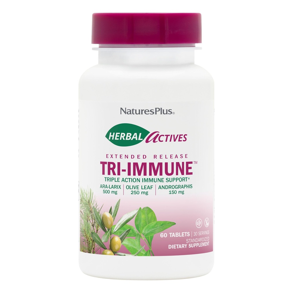 NaturesPlus Herbal Actives Tri-Immune、拡張リリース - 60錠 - ベジタリアン、グルテンフリー - 30サービング