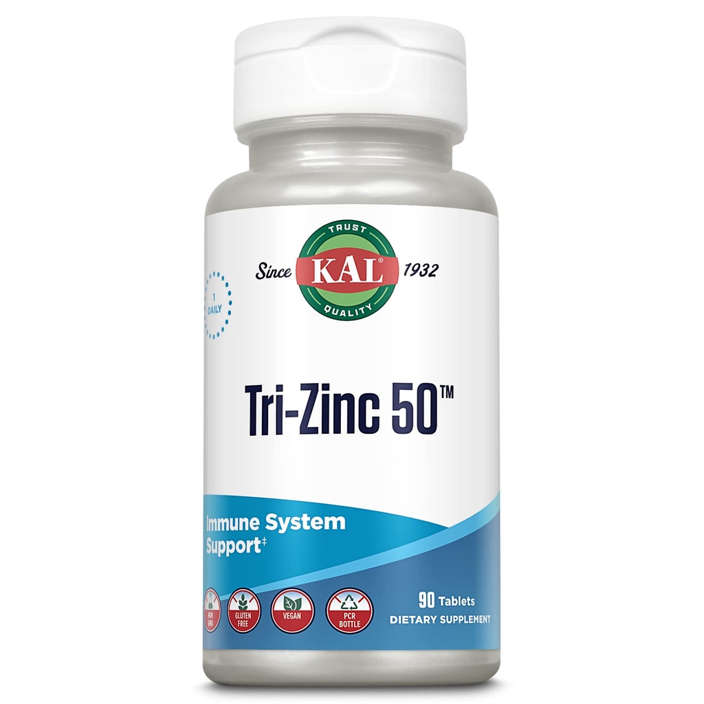KAL の三亜鉛 50mg w/Citrate、アミノ酸のキレートおよびピコリン酸塩、健康な代謝および免疫サポート補足、完全菜食主義者のグルテンフリー、非 GMO、60 日の保証、90 のサービング、90 のタブレット