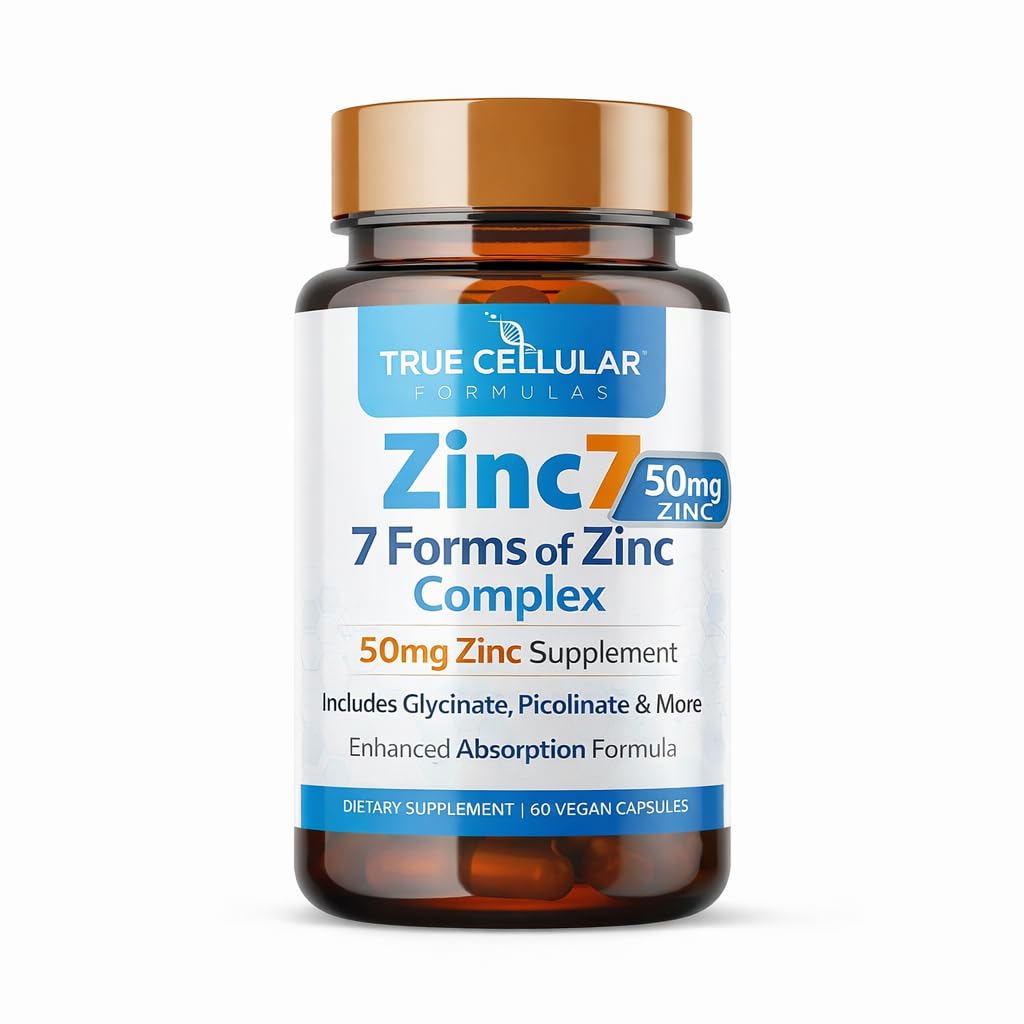 亜鉛7:7-in-1亜鉛コンプレックス50mg - 免疫防御の最大吸収、ディープスリープ&オールデイエネルギー | ホルモンバランス、メンタルフォーカス&代謝サポート | 60 ビーガンカプセル