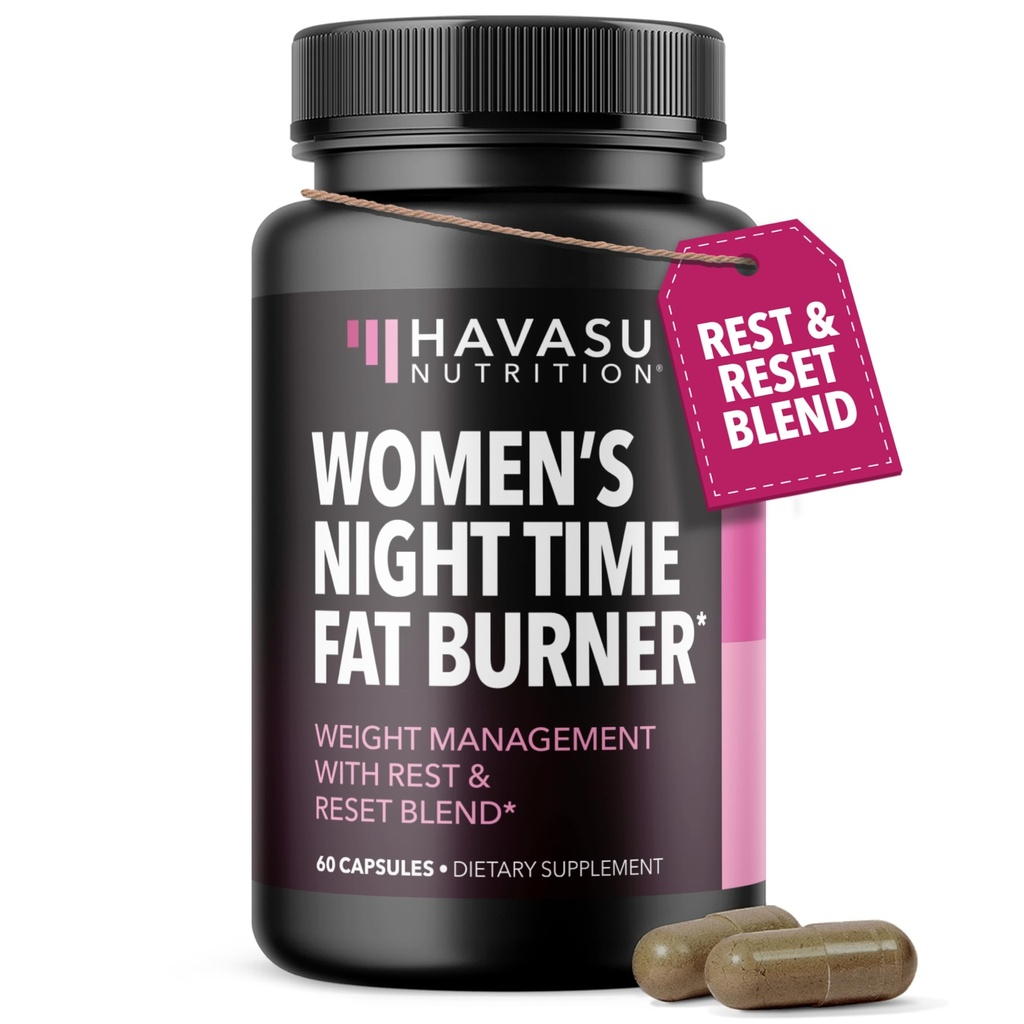 女性のためのナイトタイム脂肪バーナー - 減量のための食欲抑制剤 - 60カウント - 睡眠サポートのためのメラトニンとハーブ代謝ブースター - ビーガン、非GMOカプセル - 2ヶ月の供給