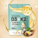 VivoNu ビタミン D3 K2 10000 IU、MK7-300 バージンココナッツオイル ソフトゲル、2 in 1 ビタミン D&K 複合体 | ビタミン D3 コン K2 (1袋)