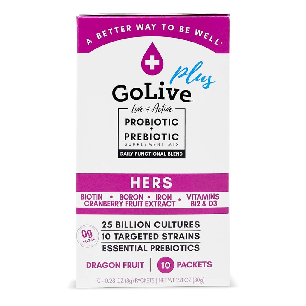 女性のためのGoLive Probiotic - プレバイオティクス、クランベリー、ビオチン、B12&D3-25ビニオンCFU、10の臨床緊張 - 腟、消化器、UTおよび免疫の健康をサポート