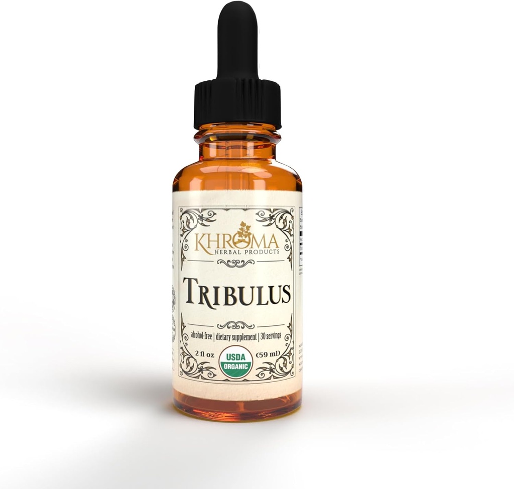 Khroma Herbal Products Organic Tribulus 30 Servings - 800 MG - Max Strength Liquid - Alcohol-Free - 2 FL OZ