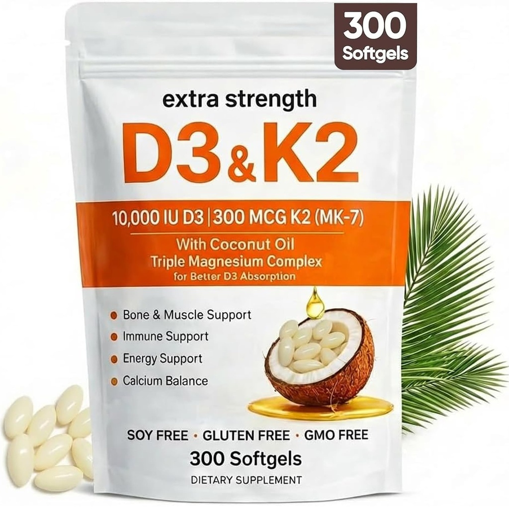 ELVERAのビタミンD3 K2のマグネシウムの複合体、余分強さD3及びK2の三重のマグネシウムのSoftgels、D3 K2のビタミン10000 IUのSoftgels(1)