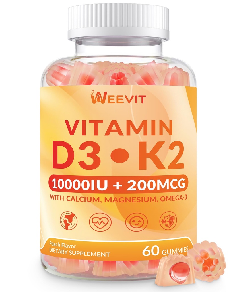 ビタミンD3 K2のガミー、砂糖の自由なビタミンD3 K2 w/Calcium、マグネシウム、オメガ3、ビタミンC、B12、K2 D3の補足