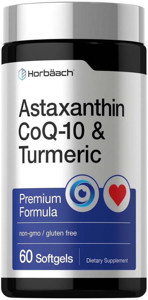 ホルバハアスタキサンチン12mg|コク10&ターメリック付き | 60Softgels | プレミアムフォーミュラ | GMO以外のグルテンフリーサプリメント