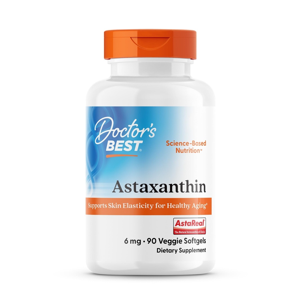 医師のベストアスタキサンチンビーガンサプリメント6mg - 男性&女性のための皮膚の弾力性と抗酸化力サポート、ヘマトコッカカスプルヴァイリスマイクロアルゲー、非GMO、グルテンフリー - 90 Veggie Softgels
