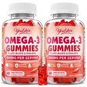 2パックビーガンオメガ3グミー1000mg、オメガ3フィッシュオイル大人のための代替、植物ベースのDHA 460mg&EPA 230mg w /ビタミンA、C、E、イチゴ味、120カウント