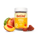 BeLiveオーガニックオメガ3グミー - 60 Ct Iビーガンオメガ3 6 7&9フラックスシードオイル&シーバックソーンフルーツオイル、子供のための&大人、フルボディ、脳&アイサポート、砂糖無料 - ピーチフレーバー