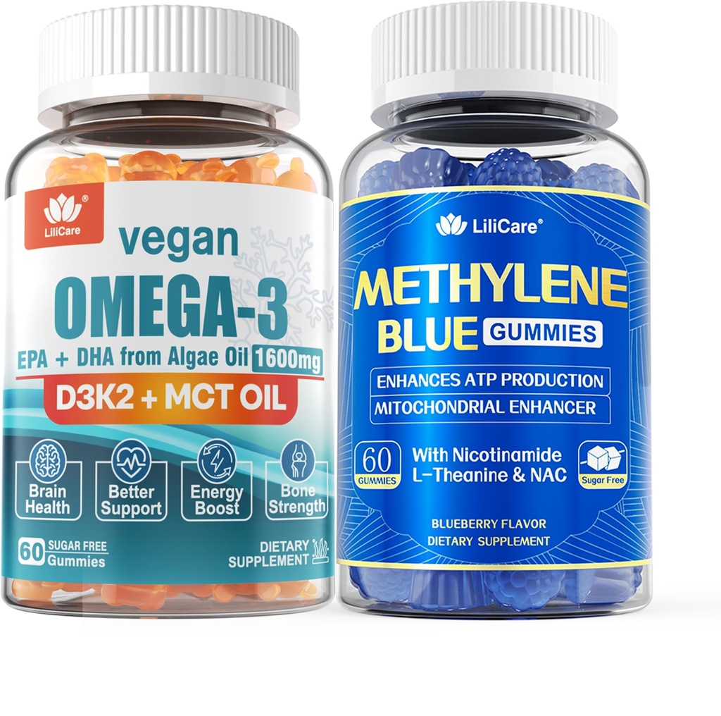 ビーガンオメガ3グミー1280mg + Methylene Blue Gummies for Human