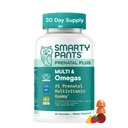 SmartyPants Omega 3 DHA/EPA、Methylfolate、Biotin、ビタミンD3、C、B12、B6、A、K、亜鉛、グルテンフリー、きれいなラベル、2つのフルーツの味、90のグミー(30日の供給)