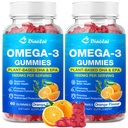 大人のための2パックビーガンオメガ-3グミー - 砂糖フリー、藻ベースのDHA 600mg&EPA 300mg、ビタミンA、C、E、亜鉛 - オメガ3魚油代替、120カウント