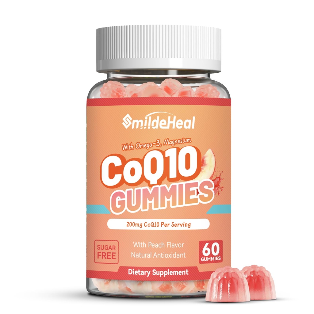 CoQ10はオメガ3、EPA + DHA、及びマグネシウム-心の健康、細胞エネルギー及び酸化防止剤、ビーガン- 60のガミーとの200mgを補います