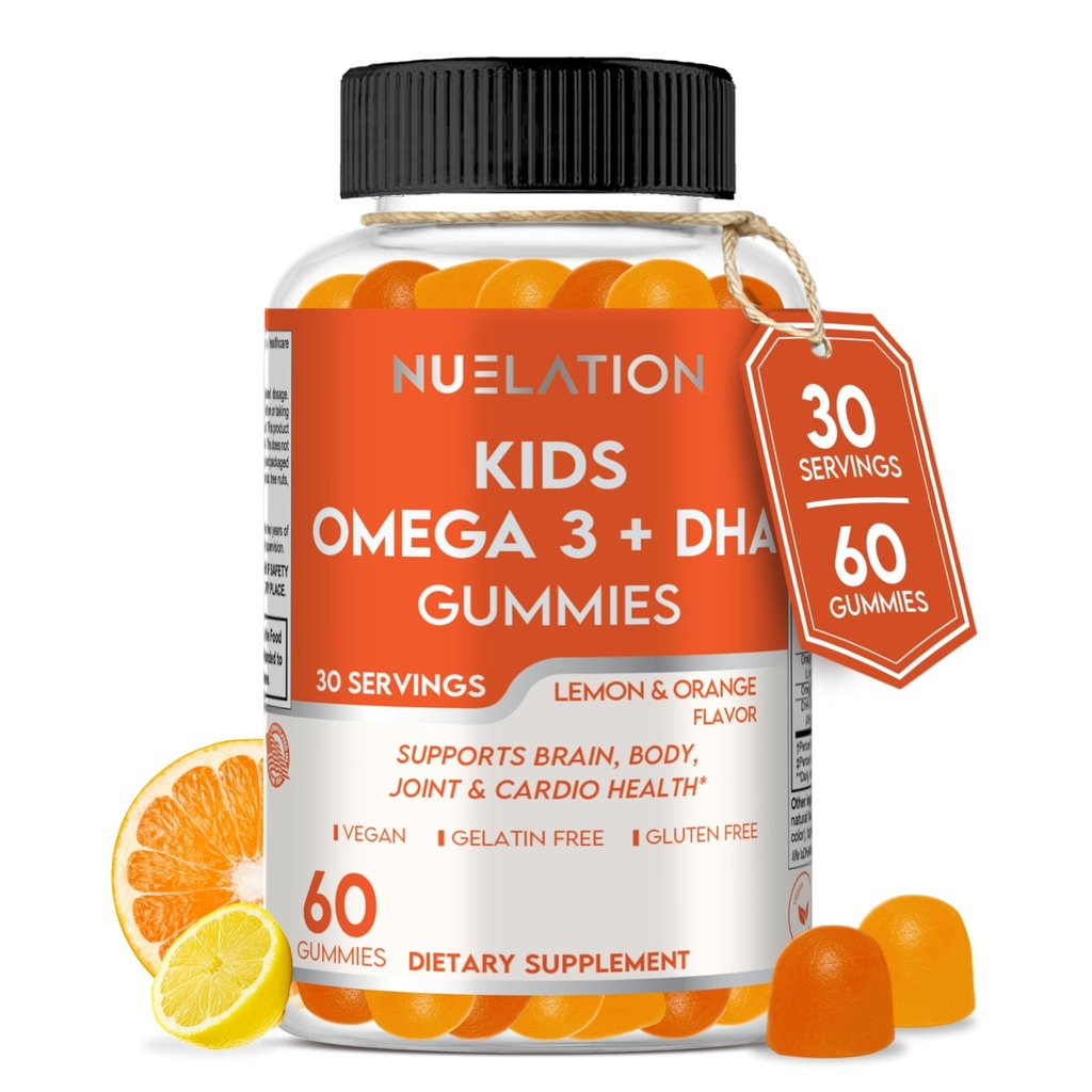 ビーガンオメガ3 DHAと子供のためのグミー, プラントベース, 30 サービング, 60 Ct. ゼラチンフリー, グルテンフリー, 非GMOオメガ3サプリメント. ブライン、目、心及び免疫サポートのための子供及びトドルダーDHAのグミー