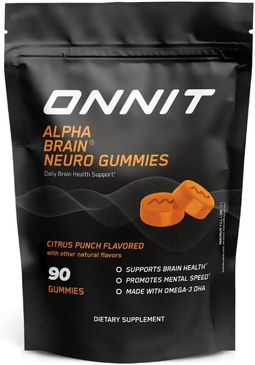 ONNITアルファ脳神経の焦点のグミー、IGEN非GMOはOmega-3s Luteinのゼアキサンチンおよびカフェイン、男性および女性のための頭脳の目そして焦点の補足、クトラス パンチ、90の計算とビーガングミーをテストしました