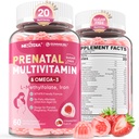 女性のガミー、Methylfolate 1mg、ビーガンオメガ3 DHA 800mg、鉄、コリン、ヨウ素、ビタミンD3 B6 B12のためのプレナタルビタミン - 前に女性のためのマルチビタミン、耐久性、砂糖無料、60カウント