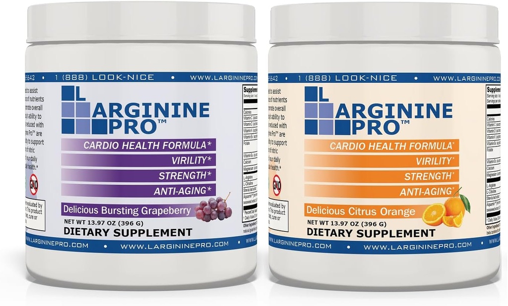 L-ARGININE PRO | 5,500mg L-Arginine Plus L-Citrulline 1,100mg グレープ&オレンジパウダー ドリンク ミックスサプリメント 窒素酸化物産出