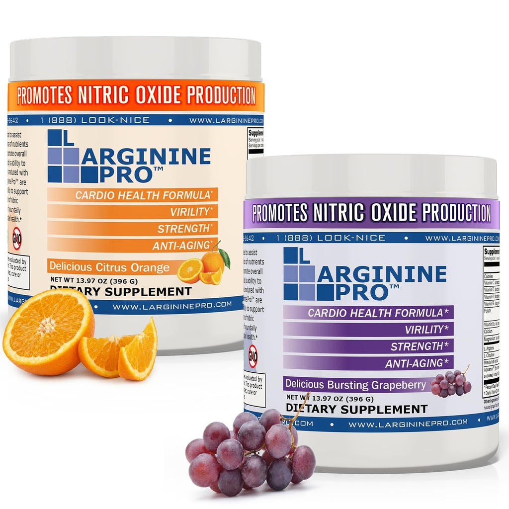 L-ARGININE PRO | 5,500mg L-Arginine Plus L-Citrulline 1,100mg グレープ&オレンジパウダー ドリンク ミックスサプリメント 窒素酸化物産出