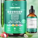 12-in-1 Soursopのビターの液体は2000mg、Ashwagandha、黒い種油、MoringaのSoursopの低下を、自然な酸化防止、細胞サポート及び再生、ビタミンD& Cの豊富な含んでいます
