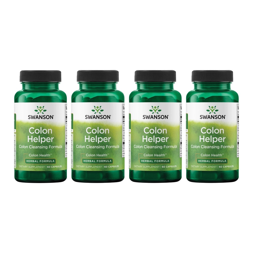 スワンソンコロンヘルパー - Vervain、Goldenseal Root、Slippery Elm Barkを使用して消化の健康を促進 - ヘルシーな排除を援助するハーブサプリメント - (60カプセル) (4パック)