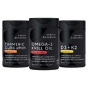 スポーツの研究のAntarctic KrillオイルOmega 3 1000mg (リン脂質、コリン及びアスタキサンチンと)、Turmeric Curcumin C3の複合体(Bioperineの黒いペッパー及びココナッツ オイルと)及び植物はビタミンD3 + K2を基づかせていました